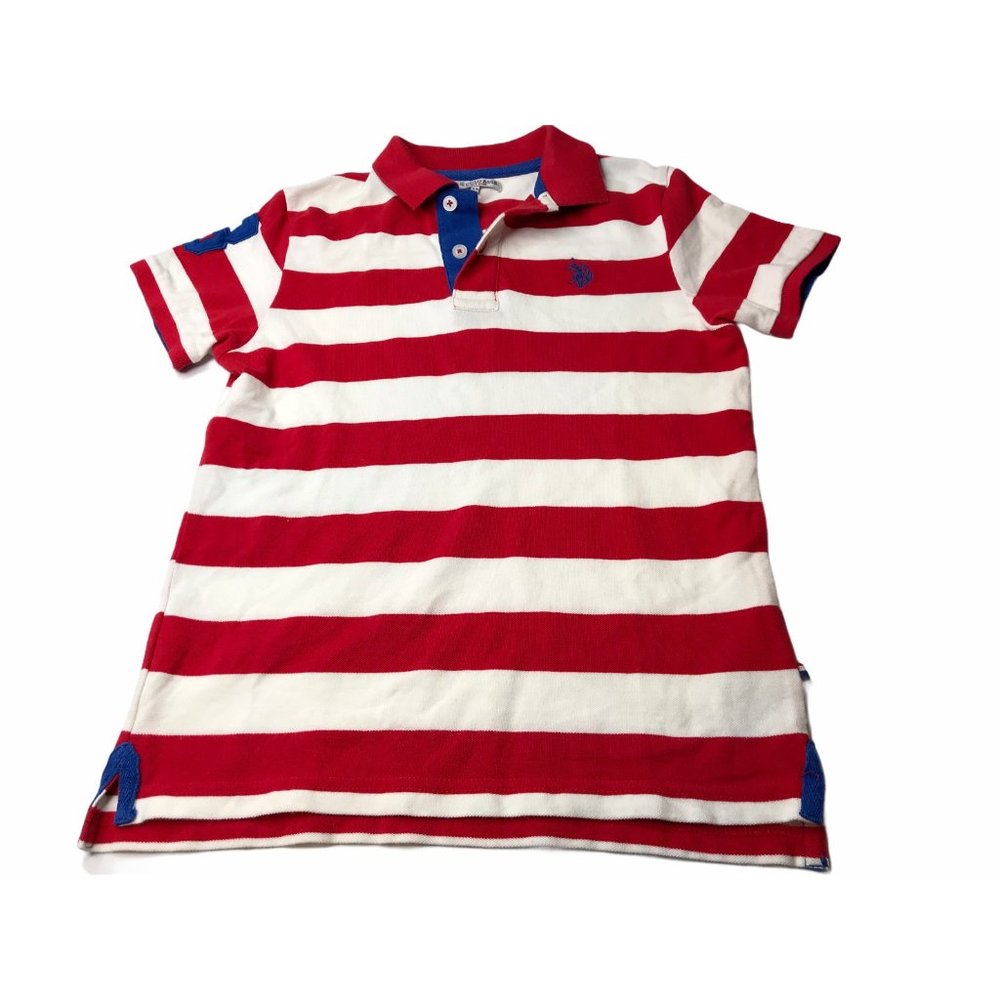 US Polo Association Polo Shirt Red White Stripe 8